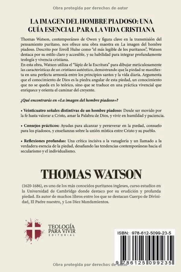 Contraportada del libro La imagen del hombre piadoso de Thomas Watson