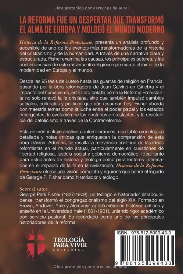 Contraportada del libro Historia de la Reforma de George Fisher