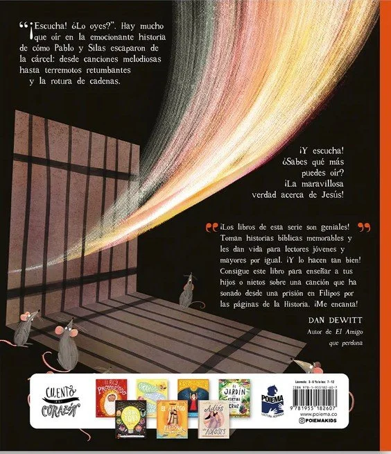 Contraportada del libro Los prisioneros, el terremoto y la canción de medianoche de Bob Hartman