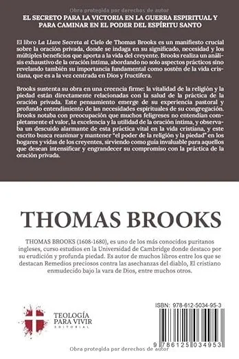 Contraportada del libro La llave secreta al cielo de Thomas Brooks