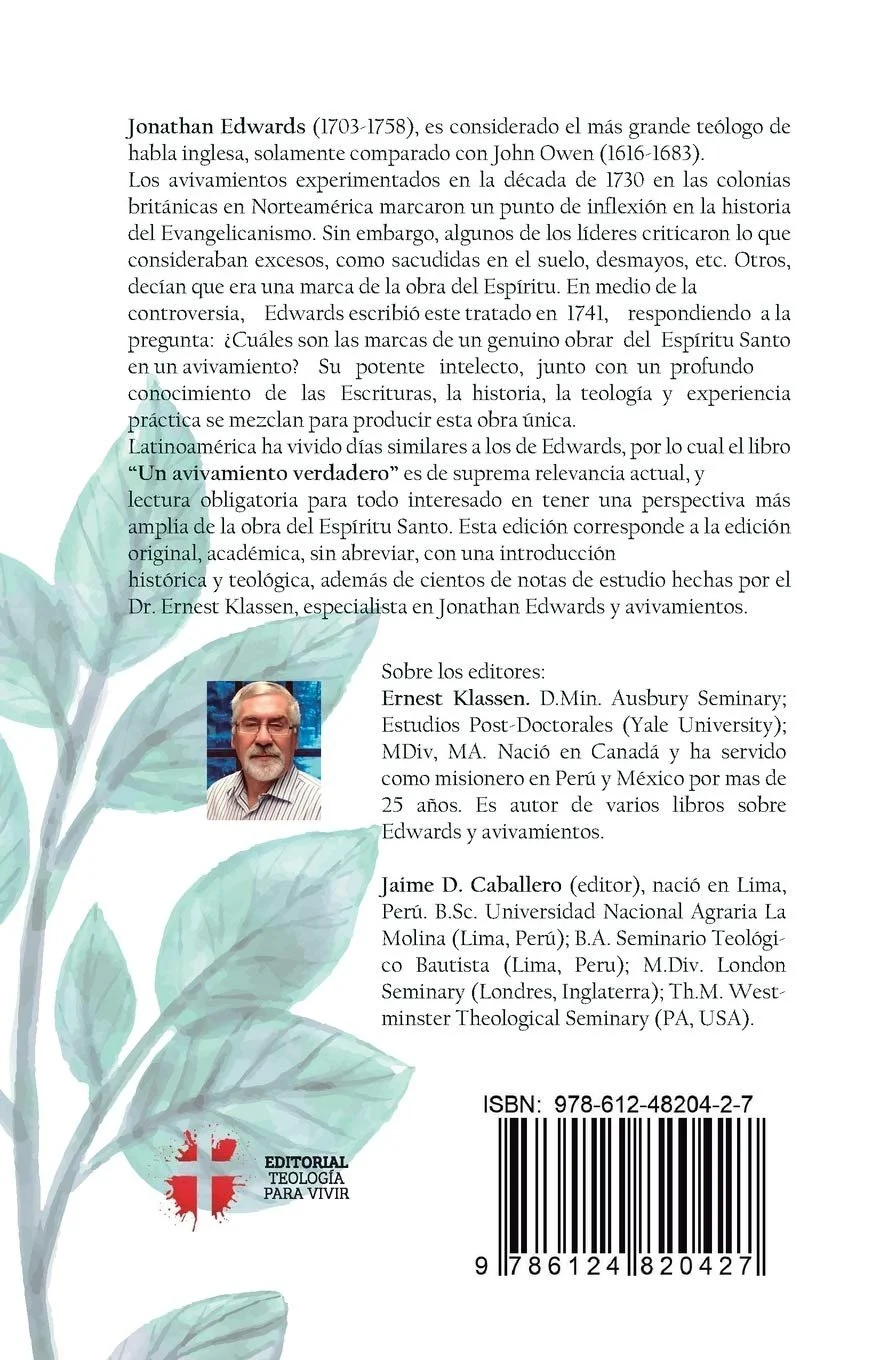 Contraportada del libro Un avivamiento verdadero de Jonathan Edwards