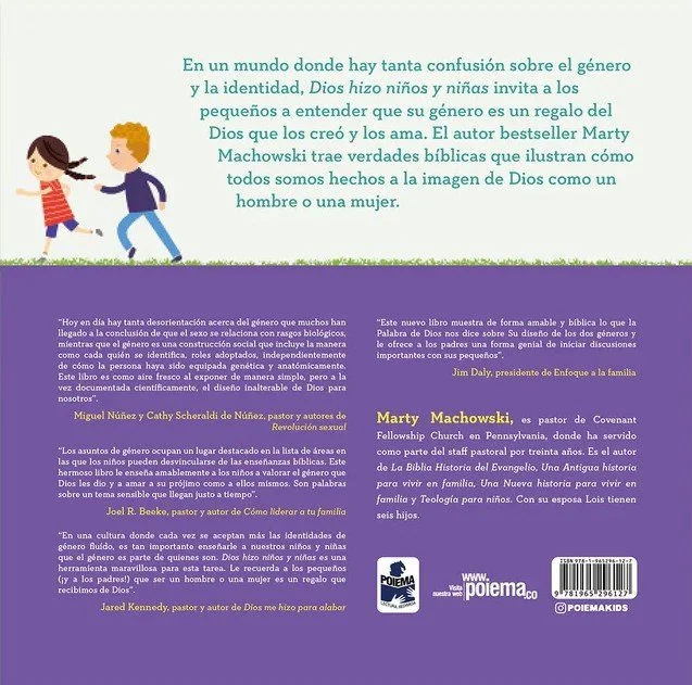 Contraportada del libro Dios hizo niños y niñas de Marty Machowski