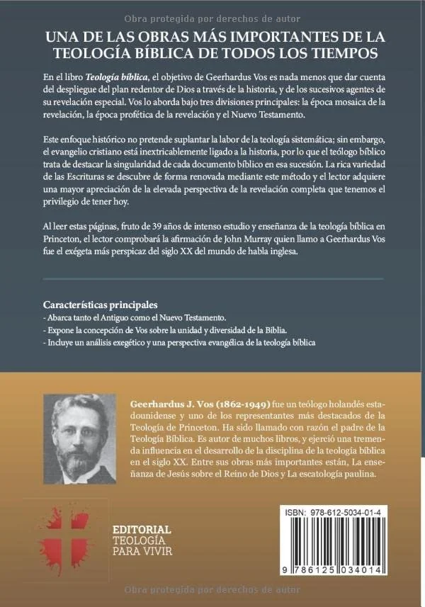 Contraportada del libro Teología bíblica del Antiguo y Nuevo Testamento de Geerhardus Vos