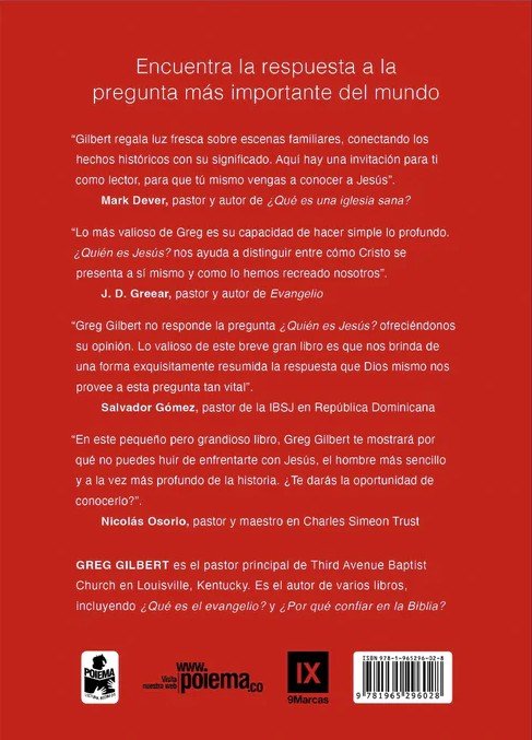Contraportada del libro ¿Quién es Jesús? (9 Marcas) de Greg Gilbert