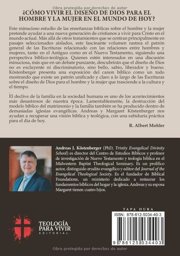 Contraportada del libro El diseño de Dios para el hombre y la mujer de Andreas Köstenberger