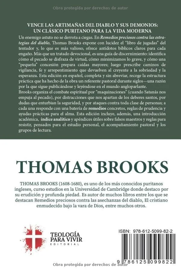 Contraportada del libro Remedios preciosos de Thomas Brooks