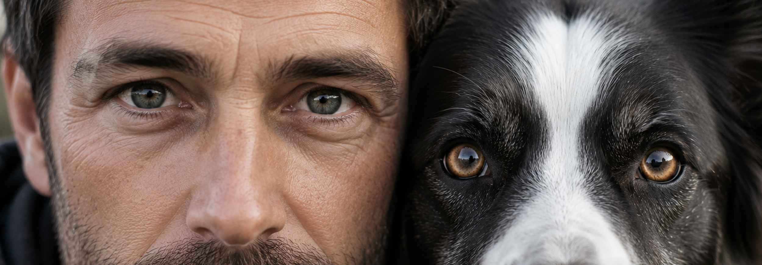 Close cup dog and owner photograph