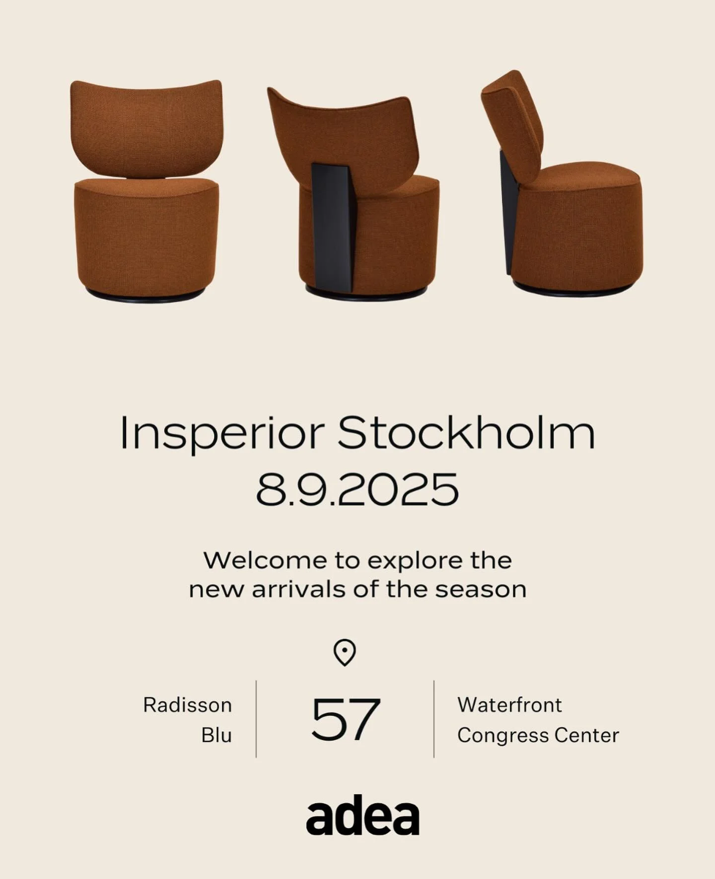 Kom och tr&auml;ffa oss och Adea p&aring; Insperior p&aring; Waterfromt. 8/9 mellan kl 15 - 20 i monter 57.  #adeacollection #mobileboxagency