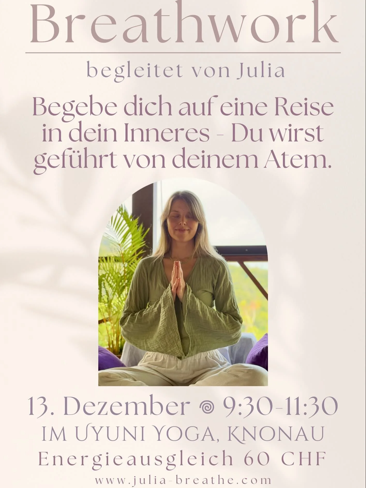 ✨ es ist wieder Zeit f&uuml;r Breathwork! ✨
Ich freue mich diesen Winter wieder regelm&auml;&szlig;ig Breathwork Reisen zu geben, live im Uyuni Yoga in Knonau, Z&uuml;rich &amp; online. - Danke @maria.uyuni.yoga.knonau 🤍

Breathwork ist etwas wan ma