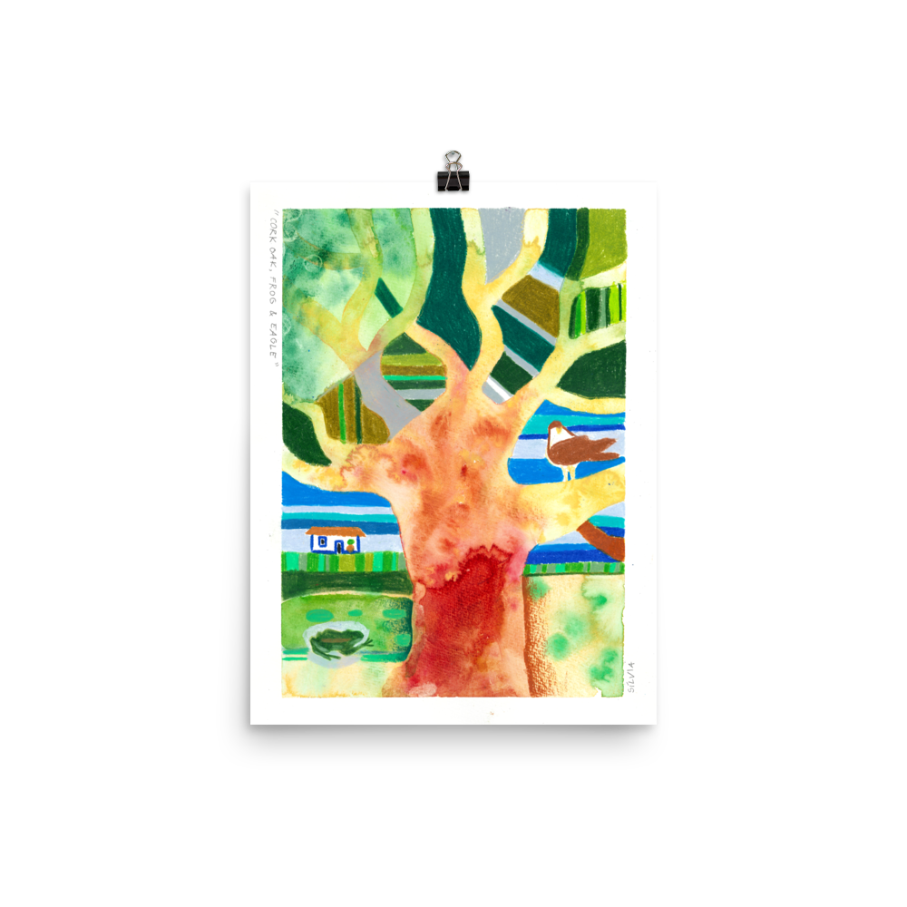 Print: "Cork Oak, Frog, and Eagle"