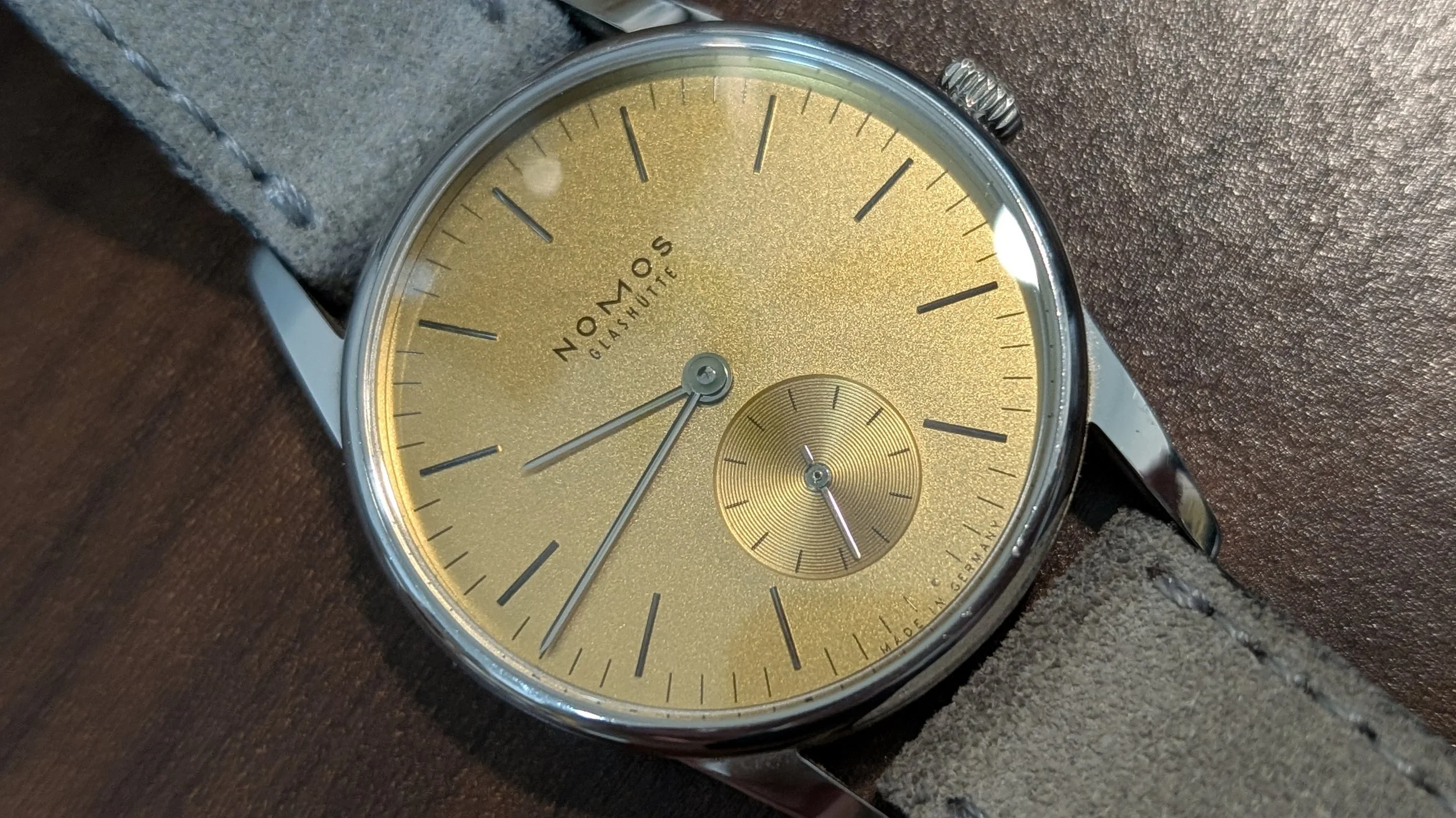 Nomos Orion 33 Gold Dial