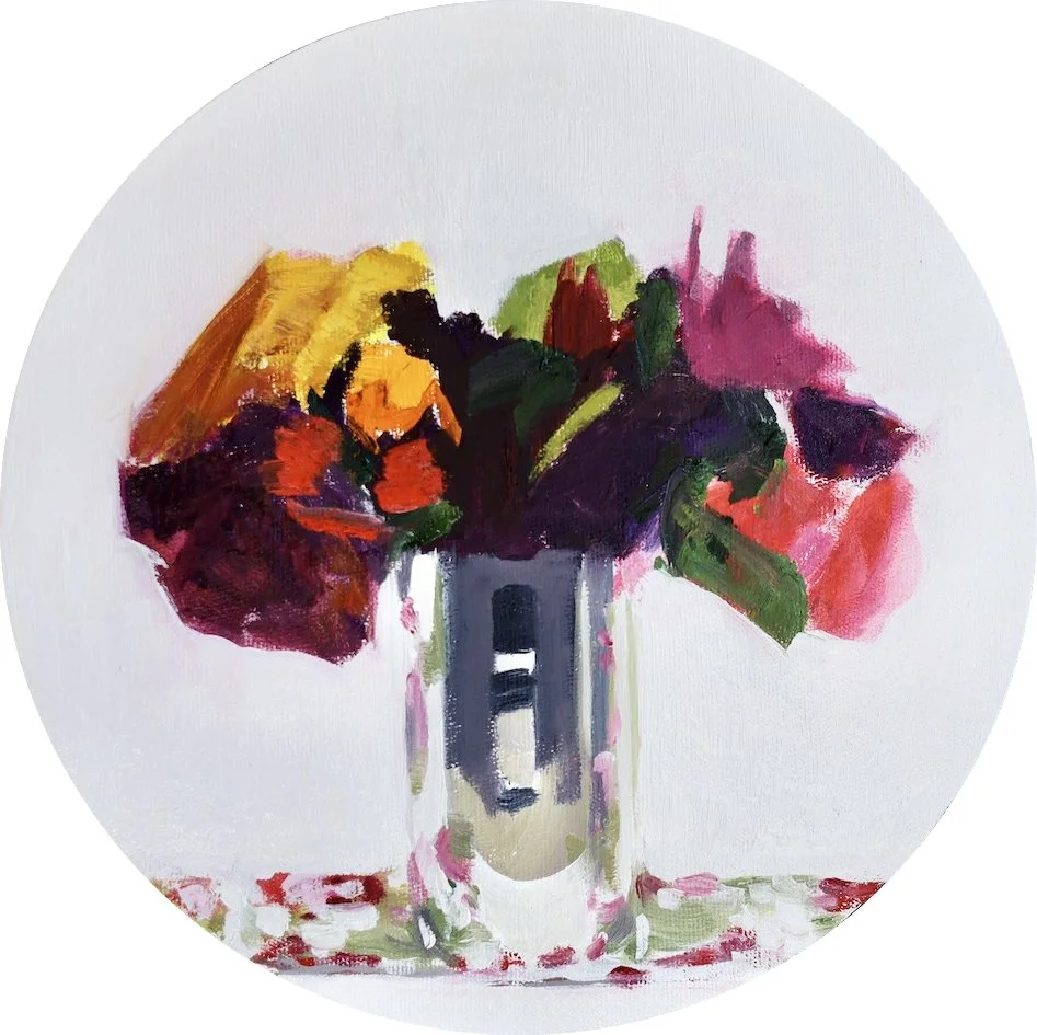 Skylark 12" diameter oil on canvas 
available at Galerie St. Laurent +Hill Ottawa $800