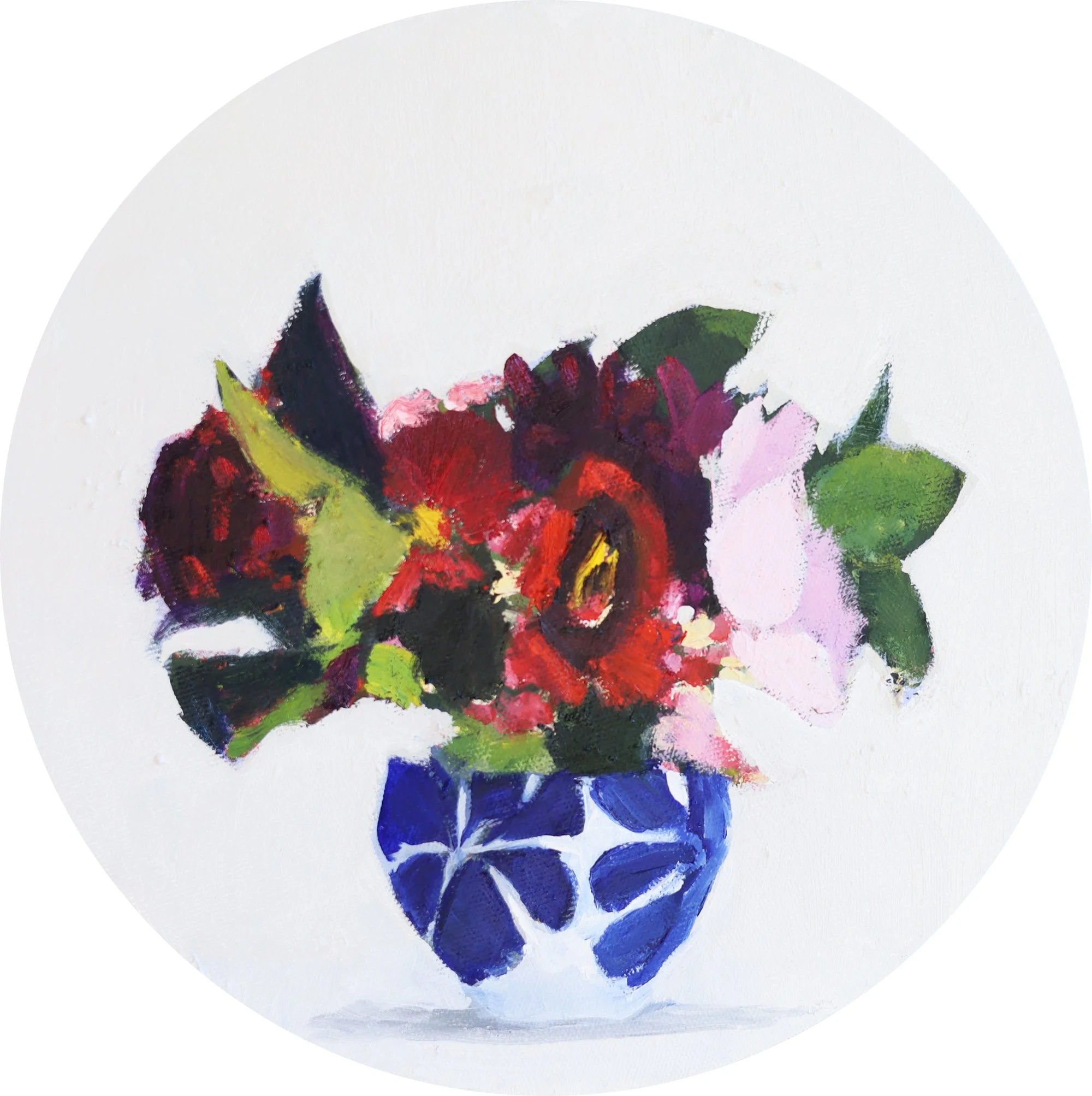Circle Back 12" diameter oil on canvas available at Galerie St. Laurent +Hill Ottawa, $800 
