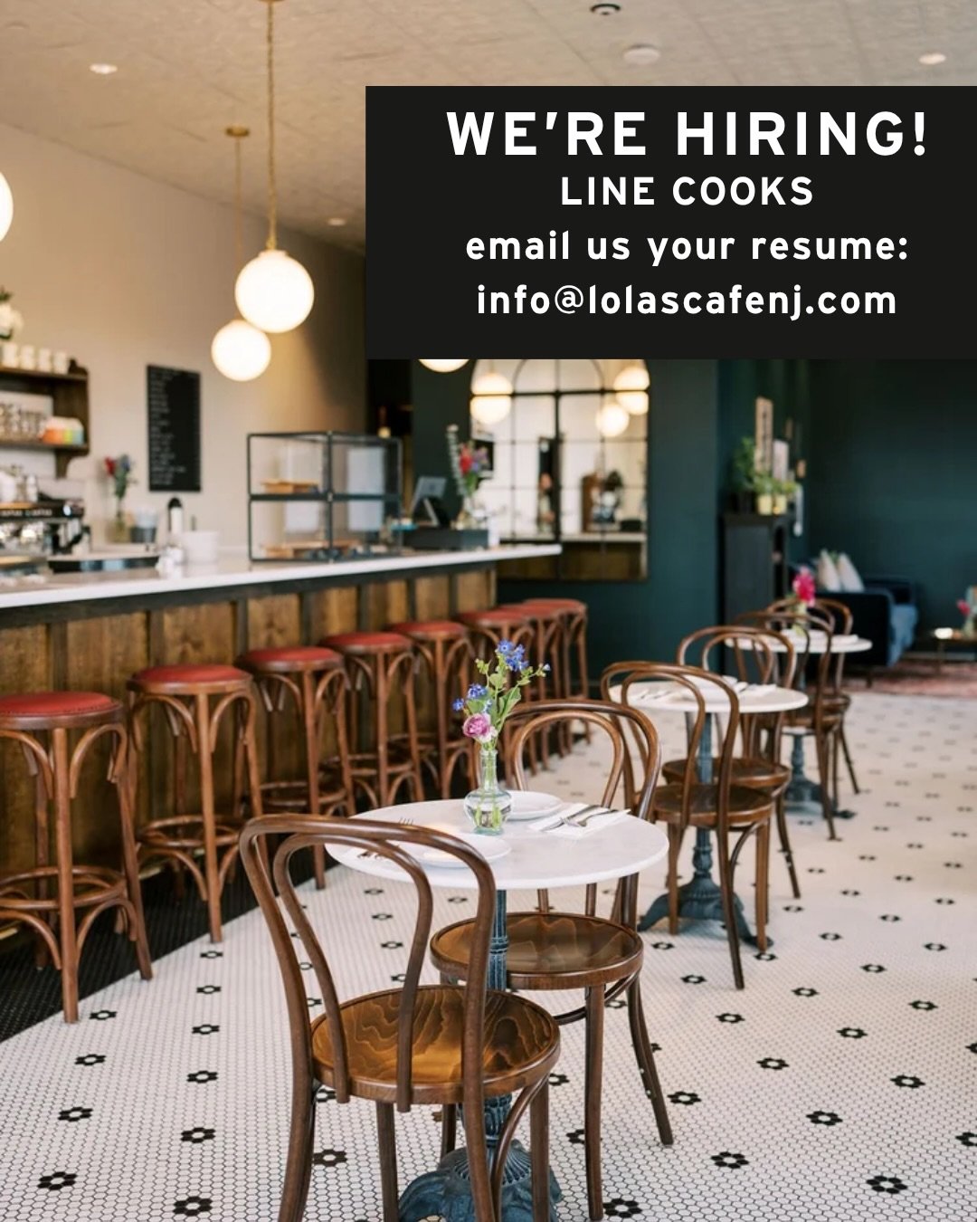 We're hiring! Looking for a reliable line cook to join our growing kitchen team. Breakfast/brunch experience is a plus. Fast-paced but supportive kitchen. Head to the link in bio for details!