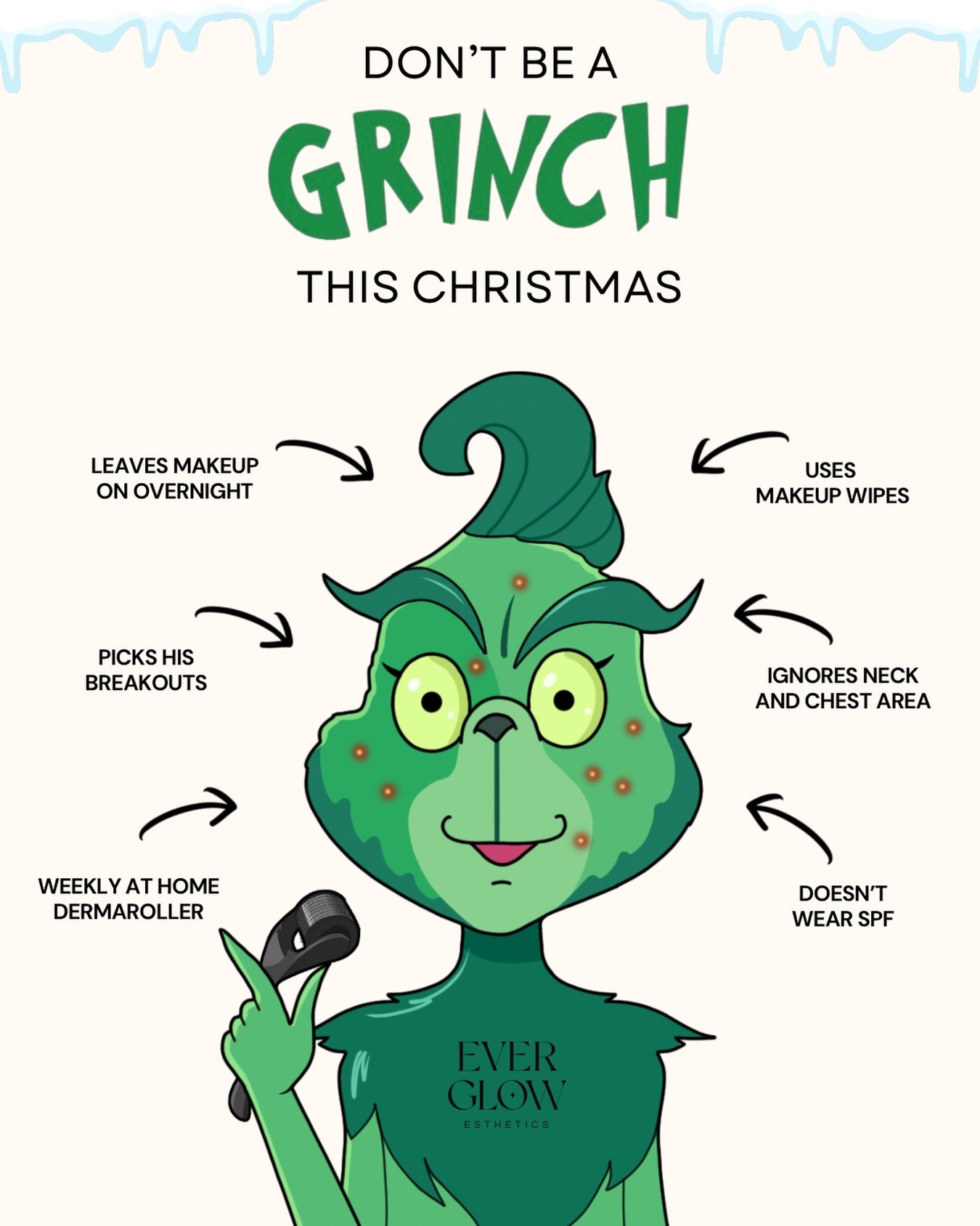 Certified whoville skincare violations🚨🌲⁣
⁣
#estheticiansofinstagram #grinchvibes #skincarehumor #christmasskincare #estheticianlife