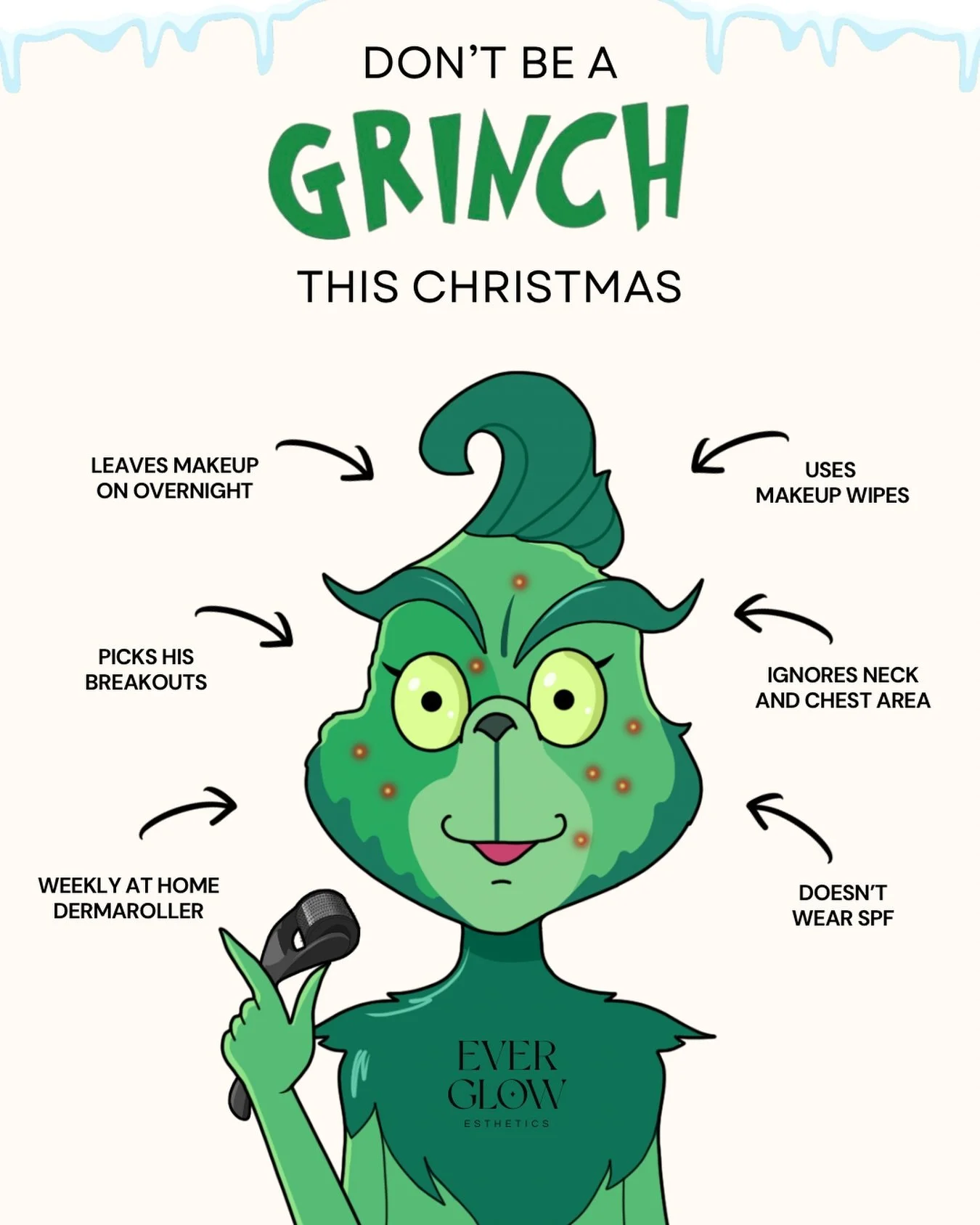 Certified whoville skincare violations🚨🌲⁣
⁣
#estheticiansofinstagram #grinchvibes #skincarehumor #christmasskincare #estheticianlife