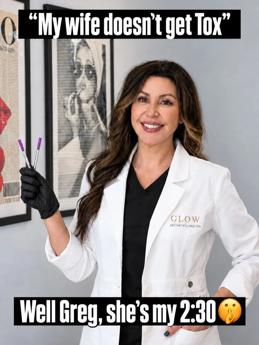 Greg&hellip; LOL 

To be clear.. we smooth lines, we don&rsquo;t spill tea. 
💉😂

But seriously&mdash;at Glow, your privacy matters. Your appointments and treatments are your business, and we keep it that way. 💕

We&rsquo;ll let your glow do the ta