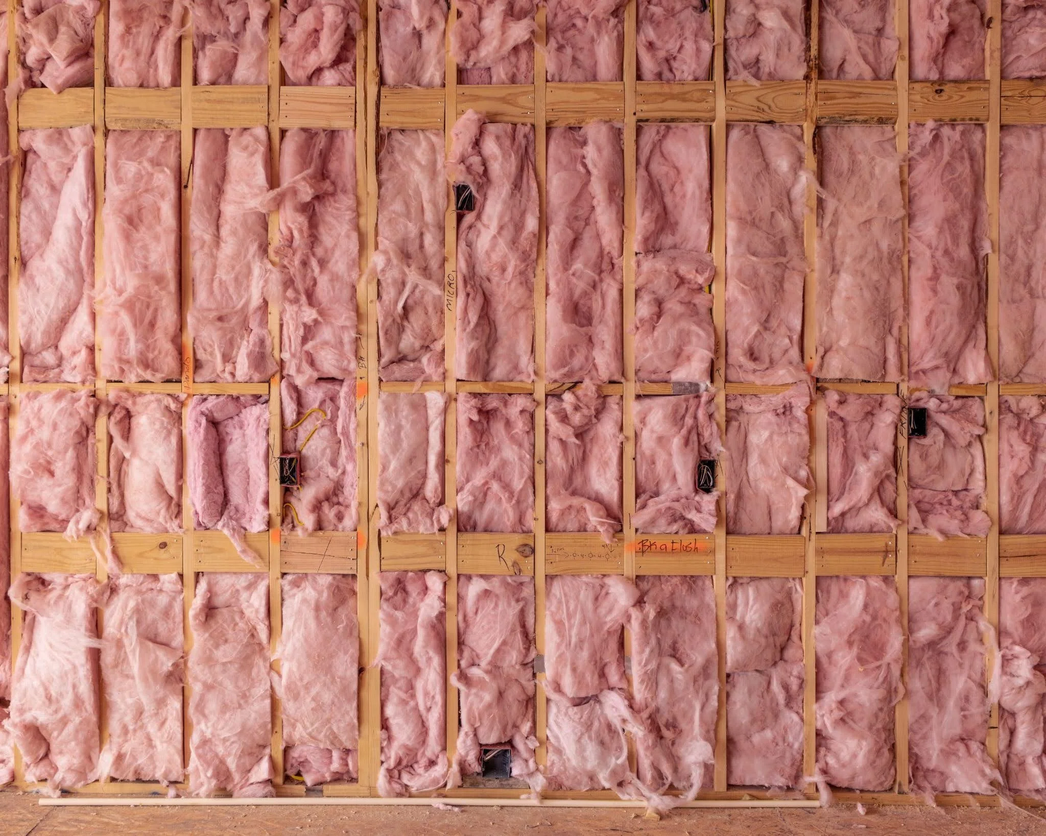 Batt insulation is installed in wall.