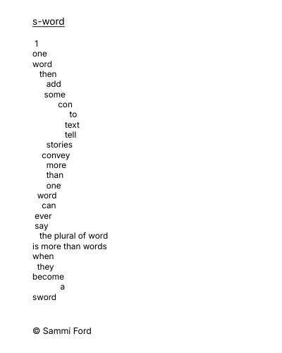 A concrete poem in the shape of a sword