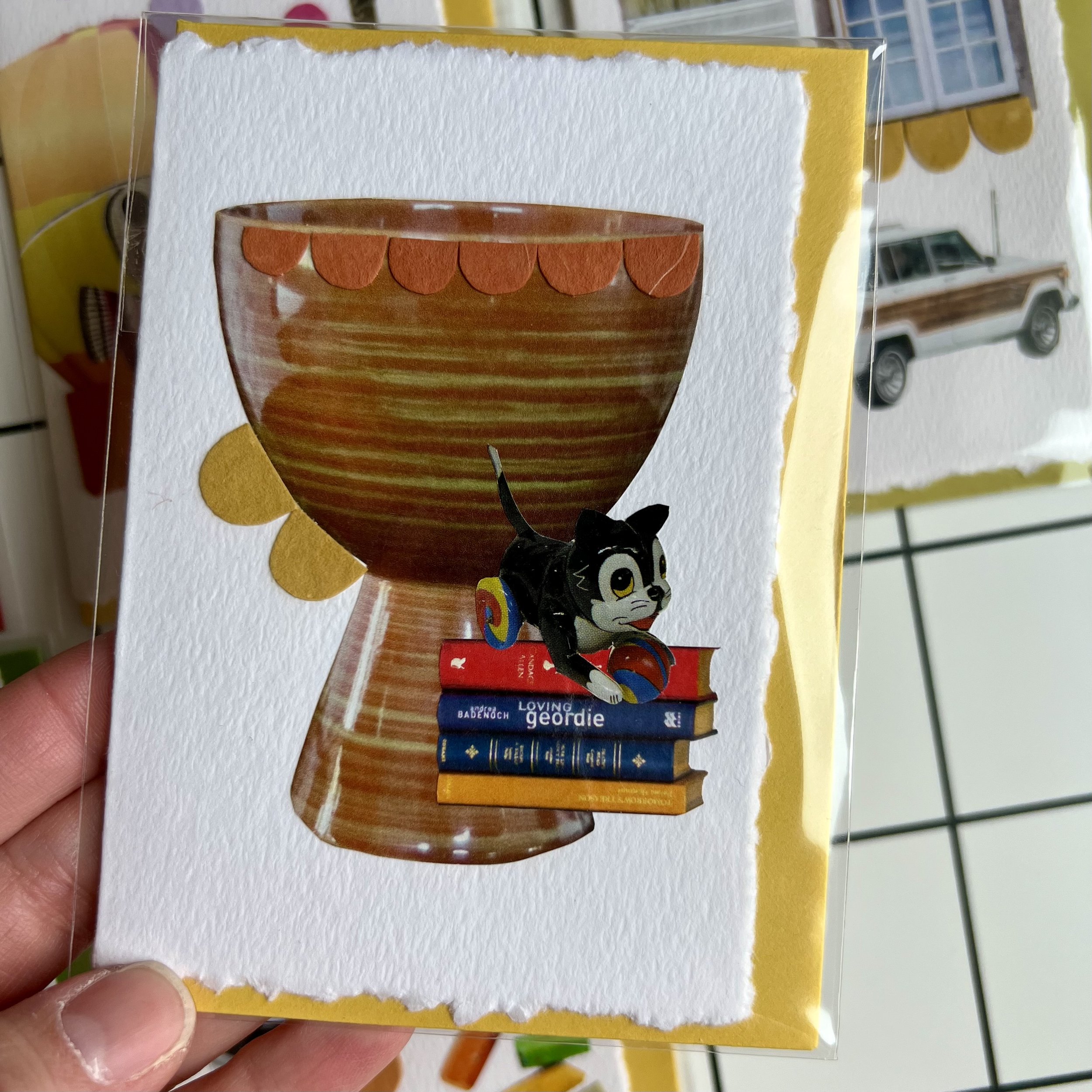 Toy Cat Collage Card