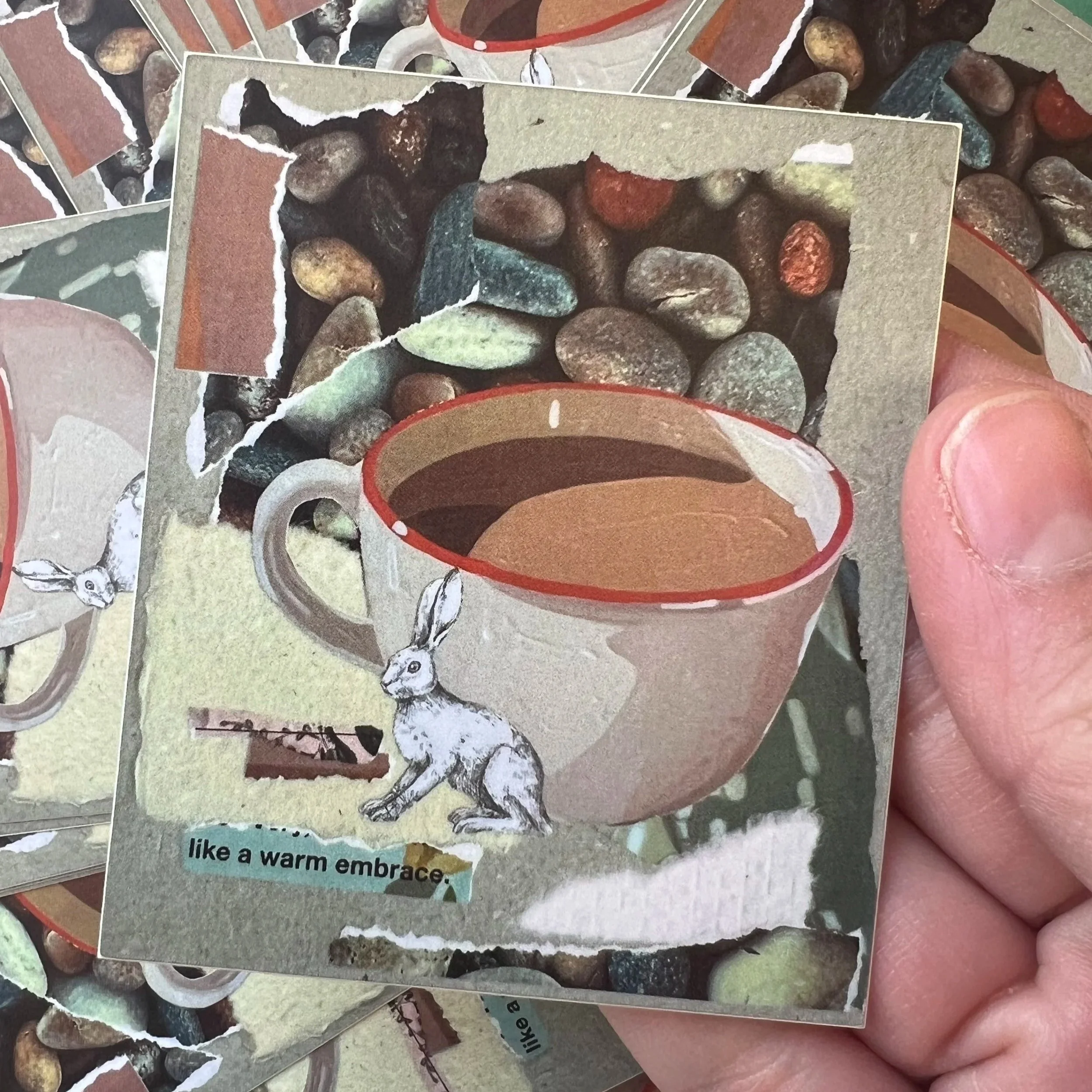 “Like a warm embrace” collage sticker