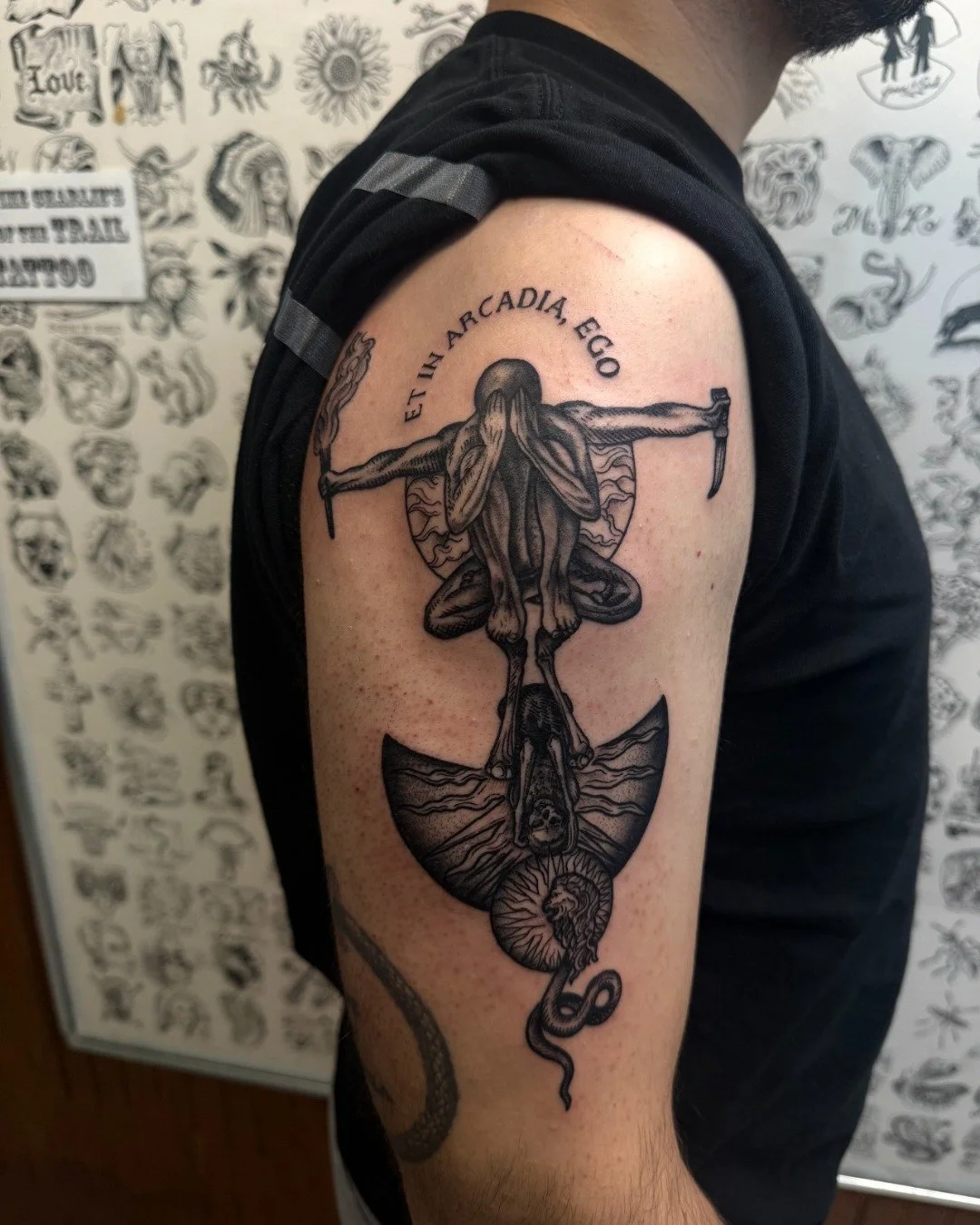 "I, too, am in Arcadia" viewing that perfect balance of life and death in this piece by @lackovictattoos .

Find your own balance with a spot on Kristin's books. Appointments and consults available through the link on our website, by giving