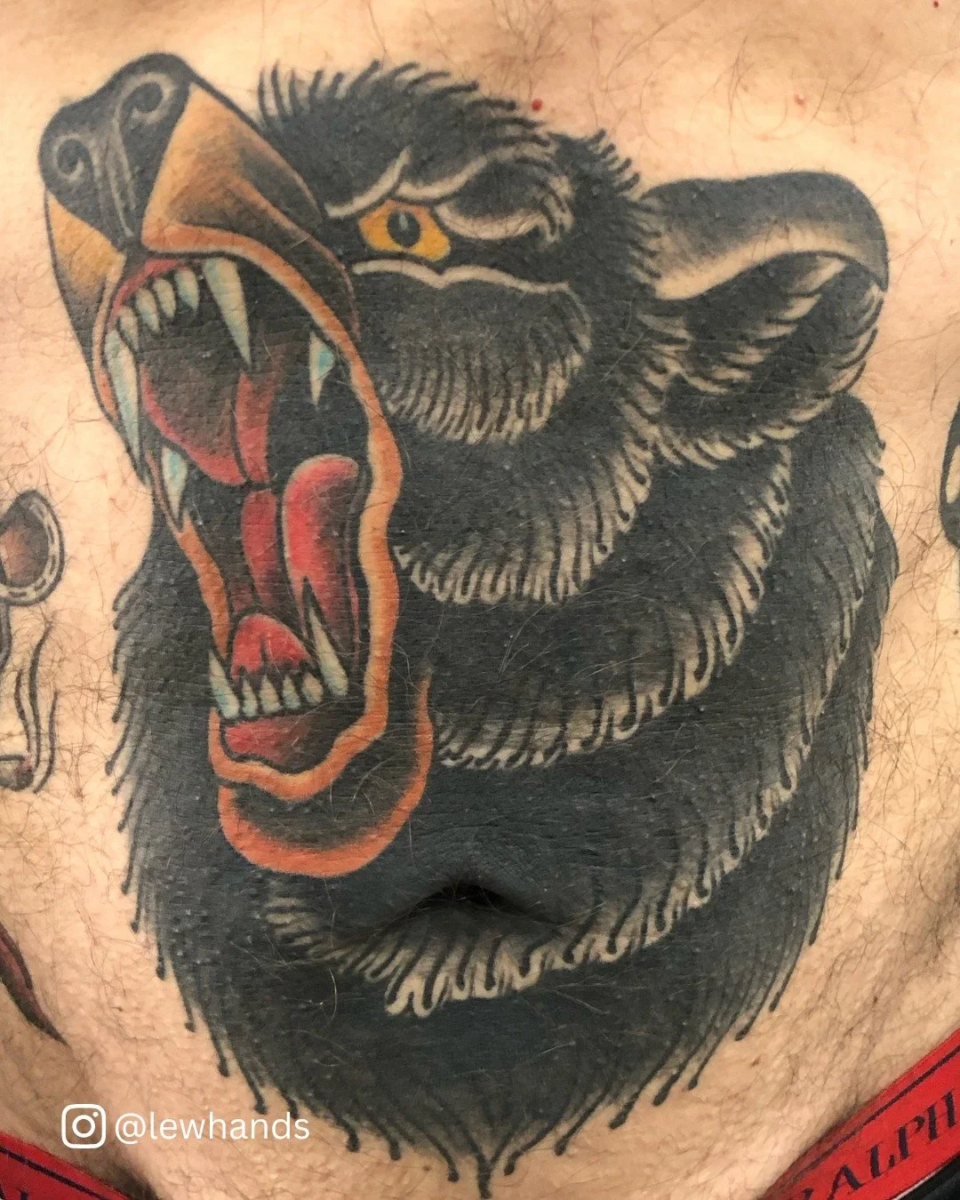 We love it when the client keeps coming back for more! It lets us snag some shots and video of healed and settled work! 
Check out these pieces by @lewhands! 
Slide 1: Trad Bear on Stomach
Slide 2: Trad Cowgirl on Side
Slide 3 (Video): Custom Sleeves