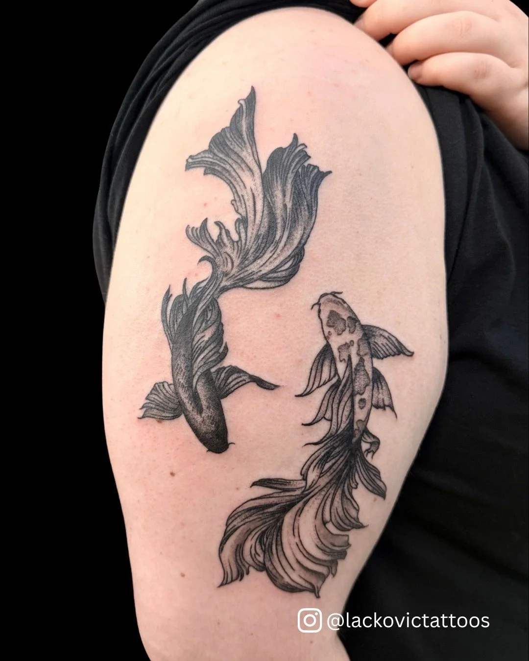 A pair of gorgeous bettas from @lackovictattoos !

Grab a spot on Kristin's books through the link in our bio today! 
Walk Ins Always Welcome!

#TimelessTattooATL #Tattoo #BlackAndGreyTattoo #BettaFish #BettaFishTattoo