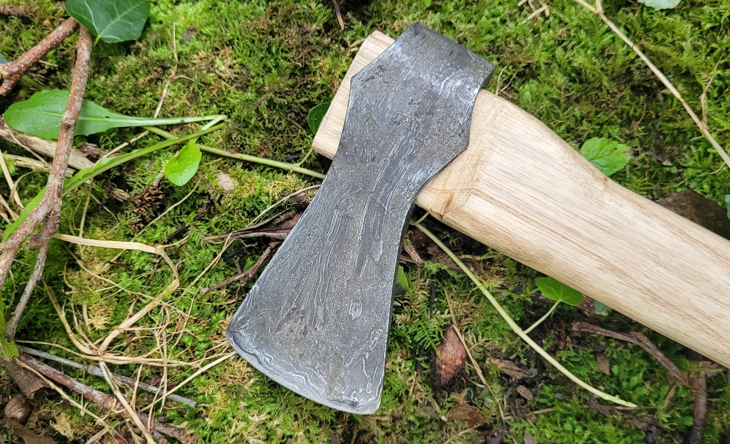 Pattern welded Bog Iron Axe - Irish Bloomery Iron
