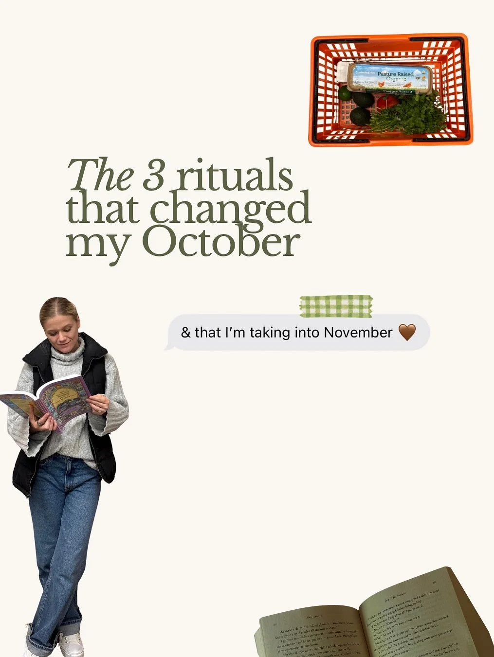 3 sweet + simple rituals from October that I KNOW will leave you feeling vibrant in November🤎 

Makes me think the key to feeling our best is LESS! 

What October rituals made you feel: 😌🧘🏼&zwj;♀️🤗✨🧚 ??