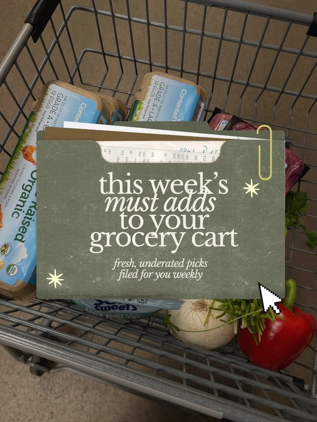 See attached: grocery picks you&rsquo;re overlooking 🗂️

Justtttt in time for a Sunday restock 🛒

Using my obsession with the grocery store to show you picks that you neeeeed to know about, and of course, can&rsquo;t leave you without the why!

Add