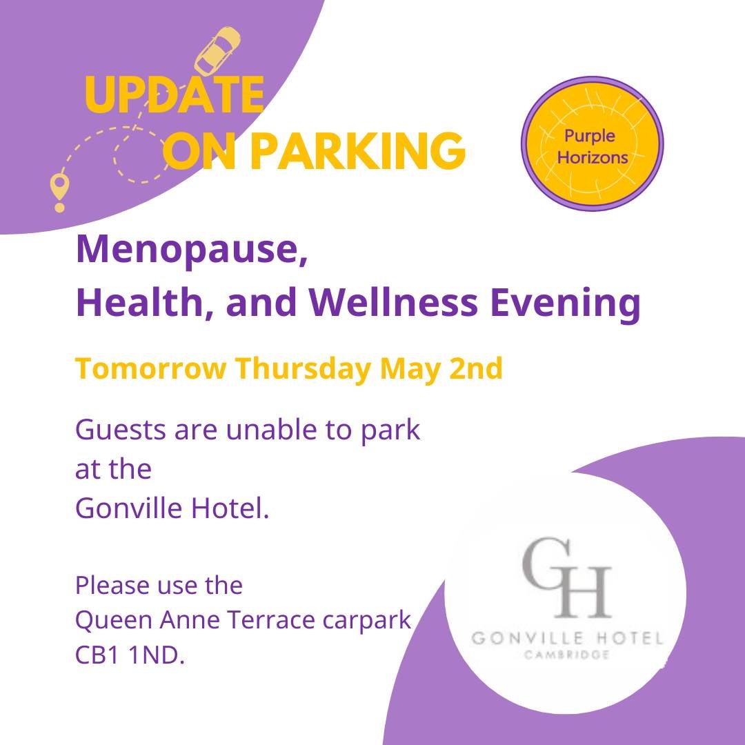 🚗 Important Parking Update for Tomorrow&rsquo;s Event! 🚗

Attention all guests attending our Menopause, Health, and Wellness Evening at The Gonville Hotel, Cambridge: Please note that there will be no parking available at the hotel. 🏨❌

🅿️ We kin