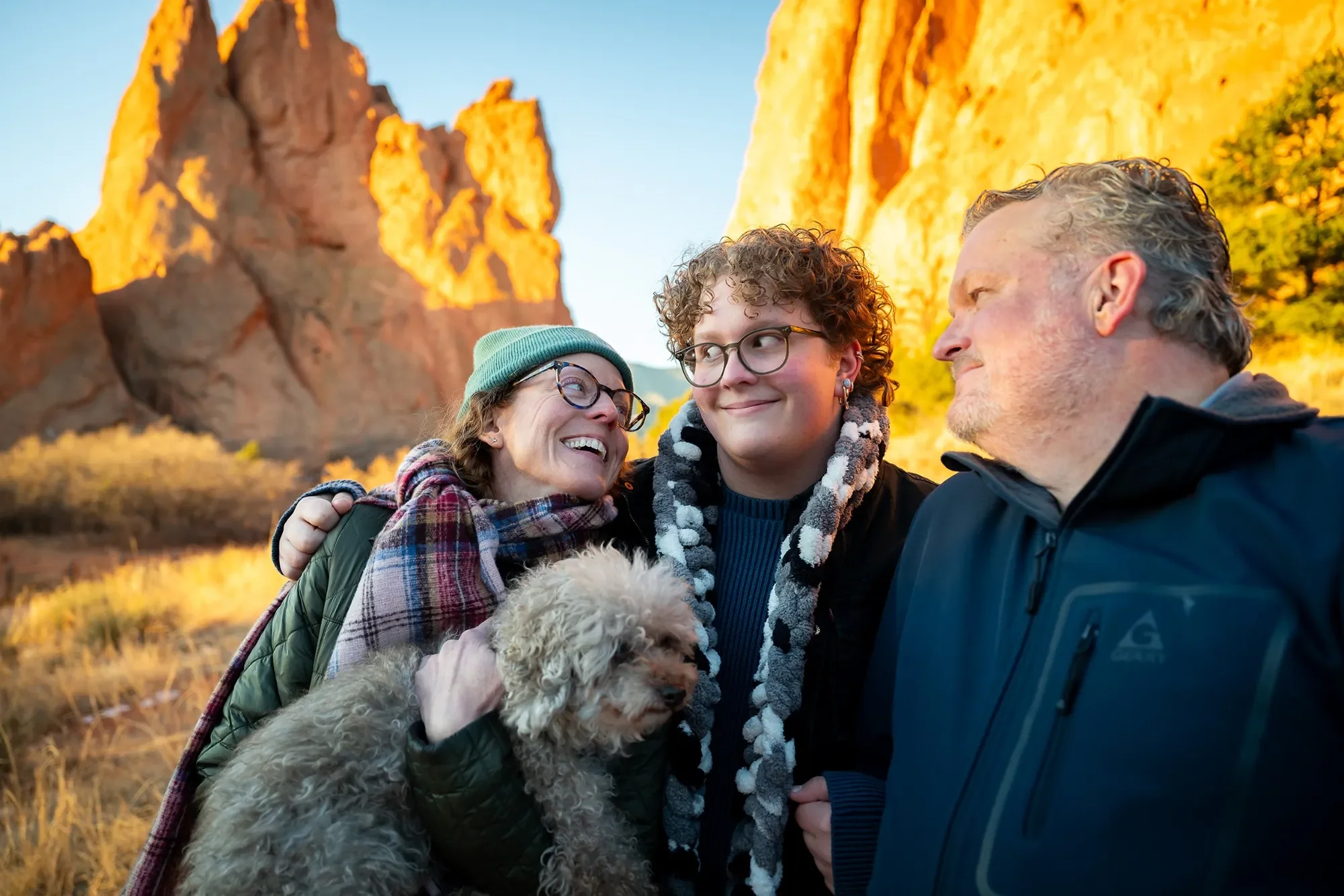 Garden of the Gods sunrise family portrait captured by Ryan Kost Photography