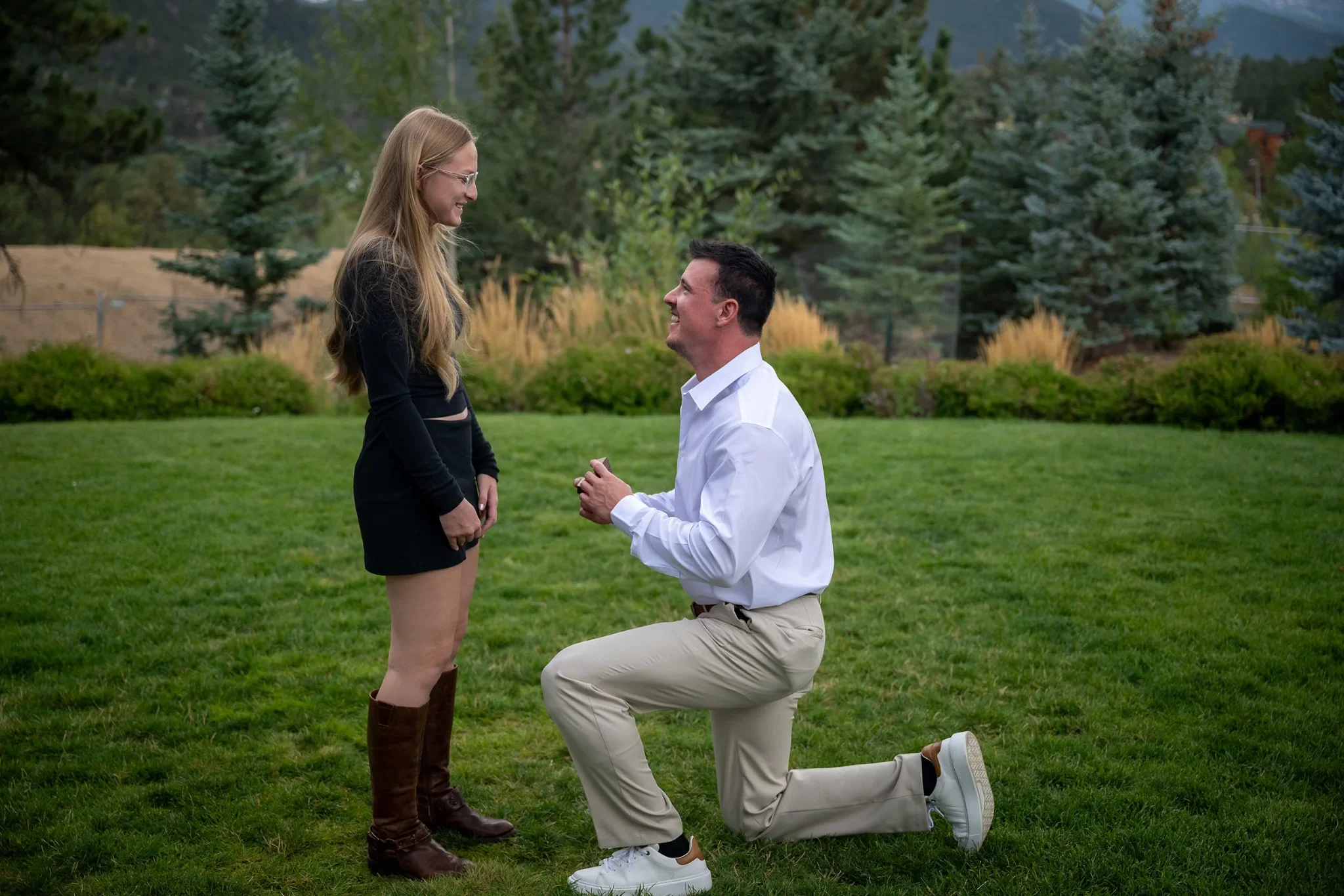 Surprise engagement proposal at the Stanley Hotel in Estes Park, Colorado