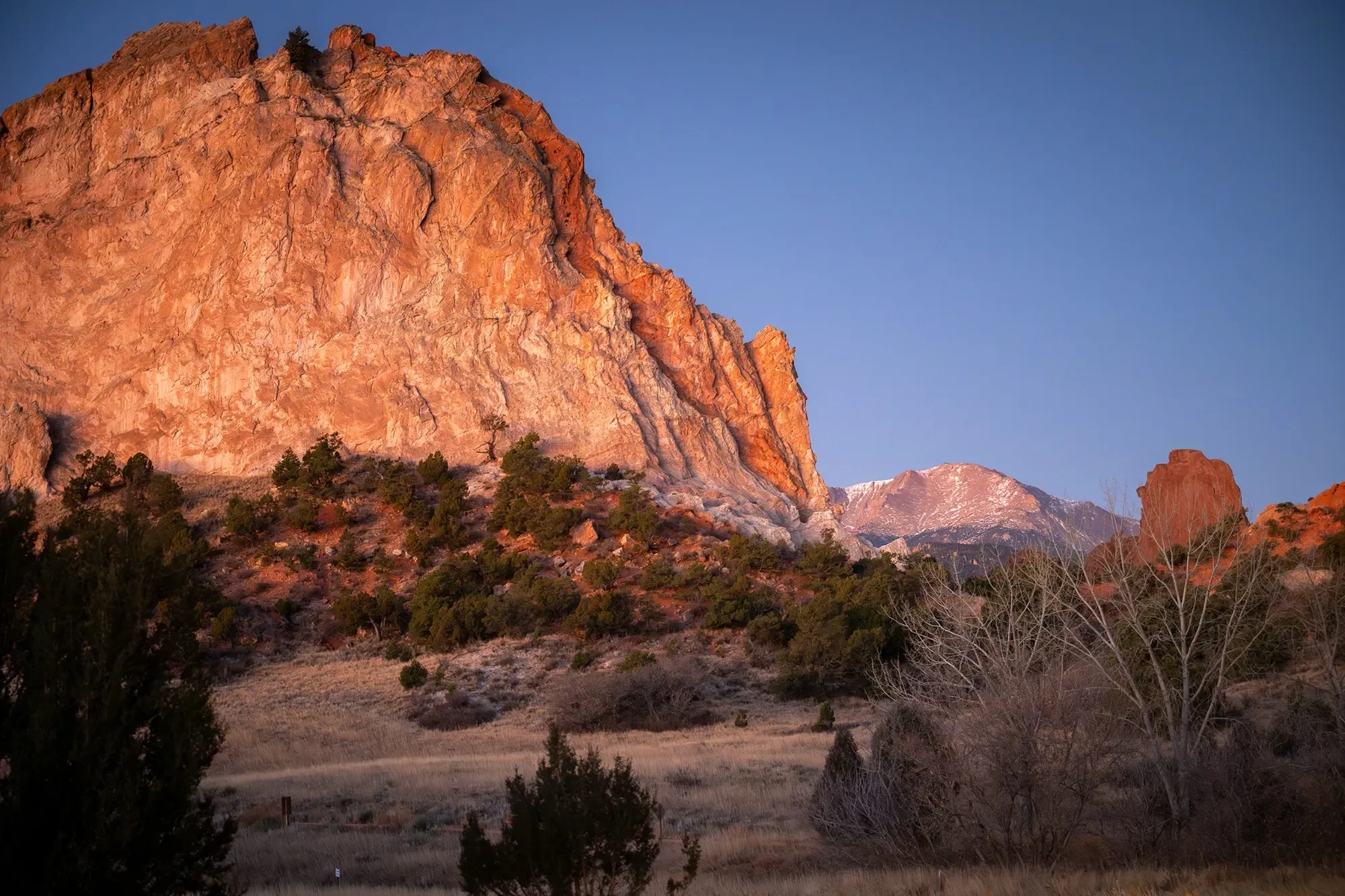 Sunrise views of Pikes Peak from Garden of the Gods Park in Colorado Springs. Ryan Kost Photography