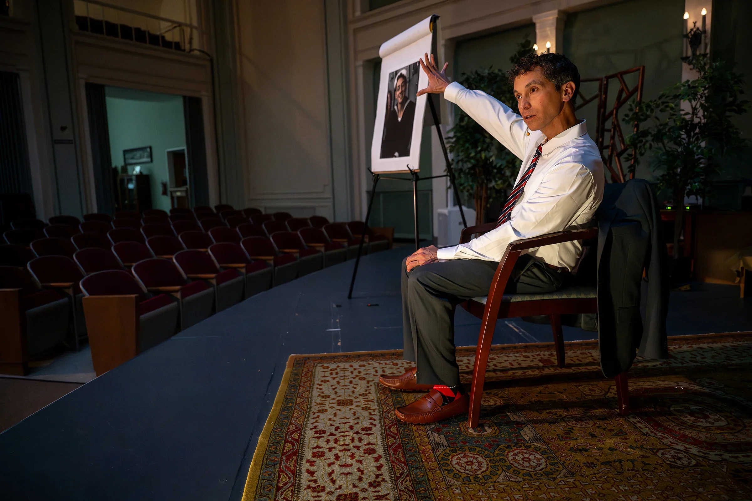 Harvey Milk one man show rehersal. Theater photography captured by Ryan Kost at Althea Center in Denver, Colorado