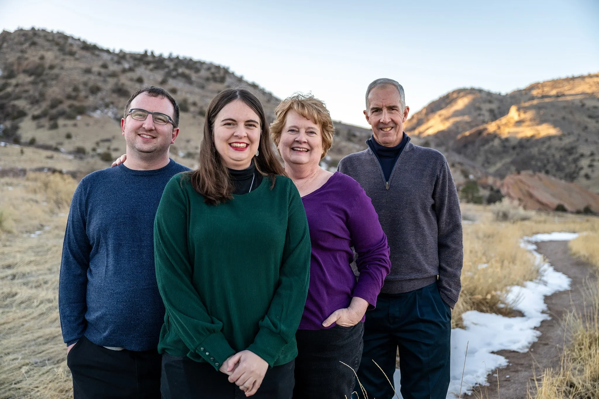A beautiful, relaxed family portrait at Mount Falcon in the Denver foothills. Colorado family photography captured by Ryan Kost