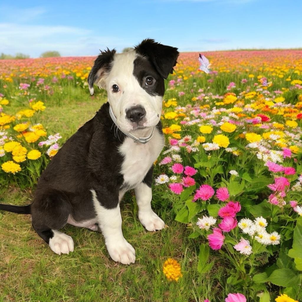 My name is JACKSON and I am a 3 month old black and white male Border Collie and Pit mix! So..my story is a bit short. I am deaf so there is not a lot that I know!