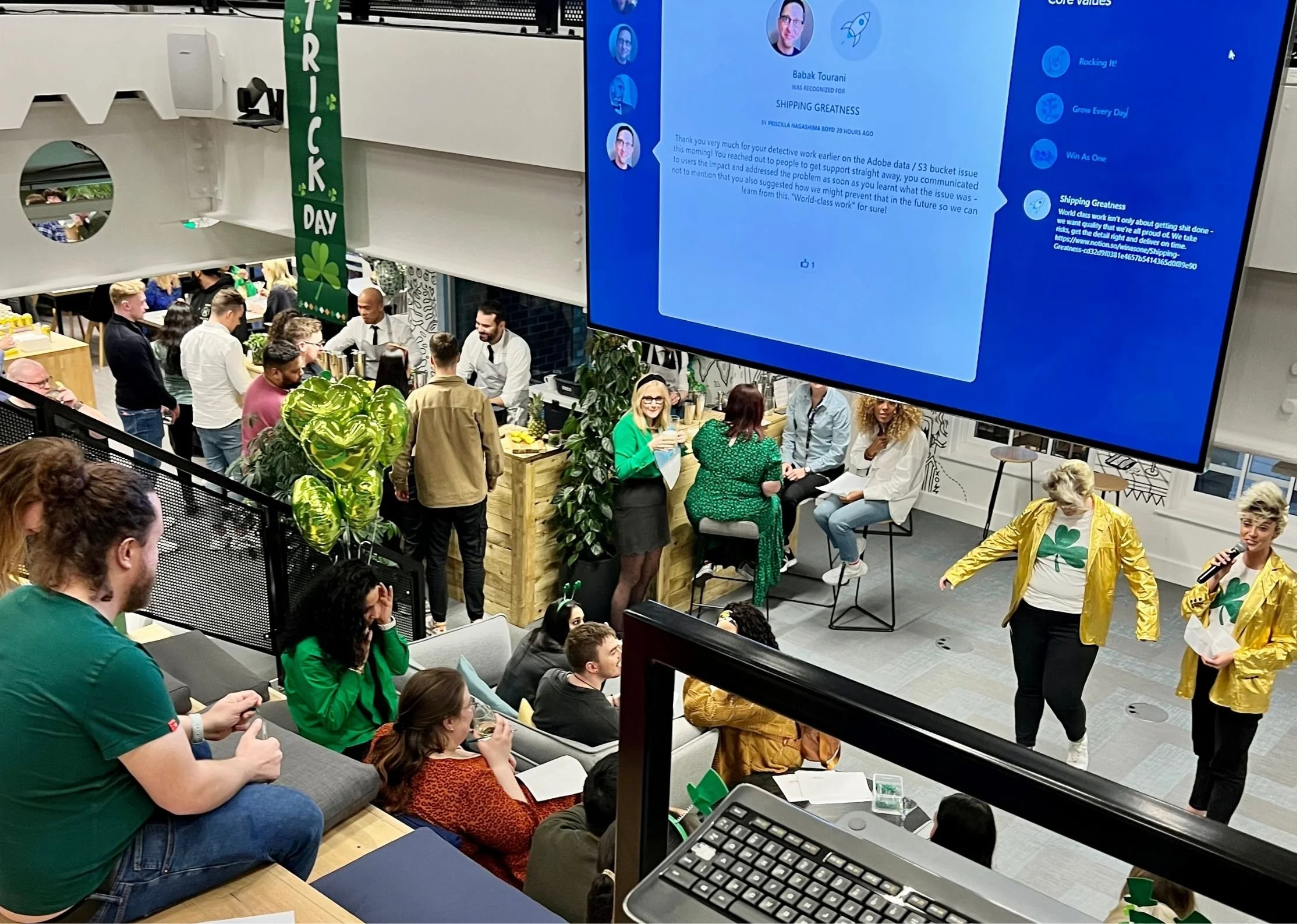 London, March 2022 - 

celebrating St Patrick’s Day with the team while working with LEGEND.  