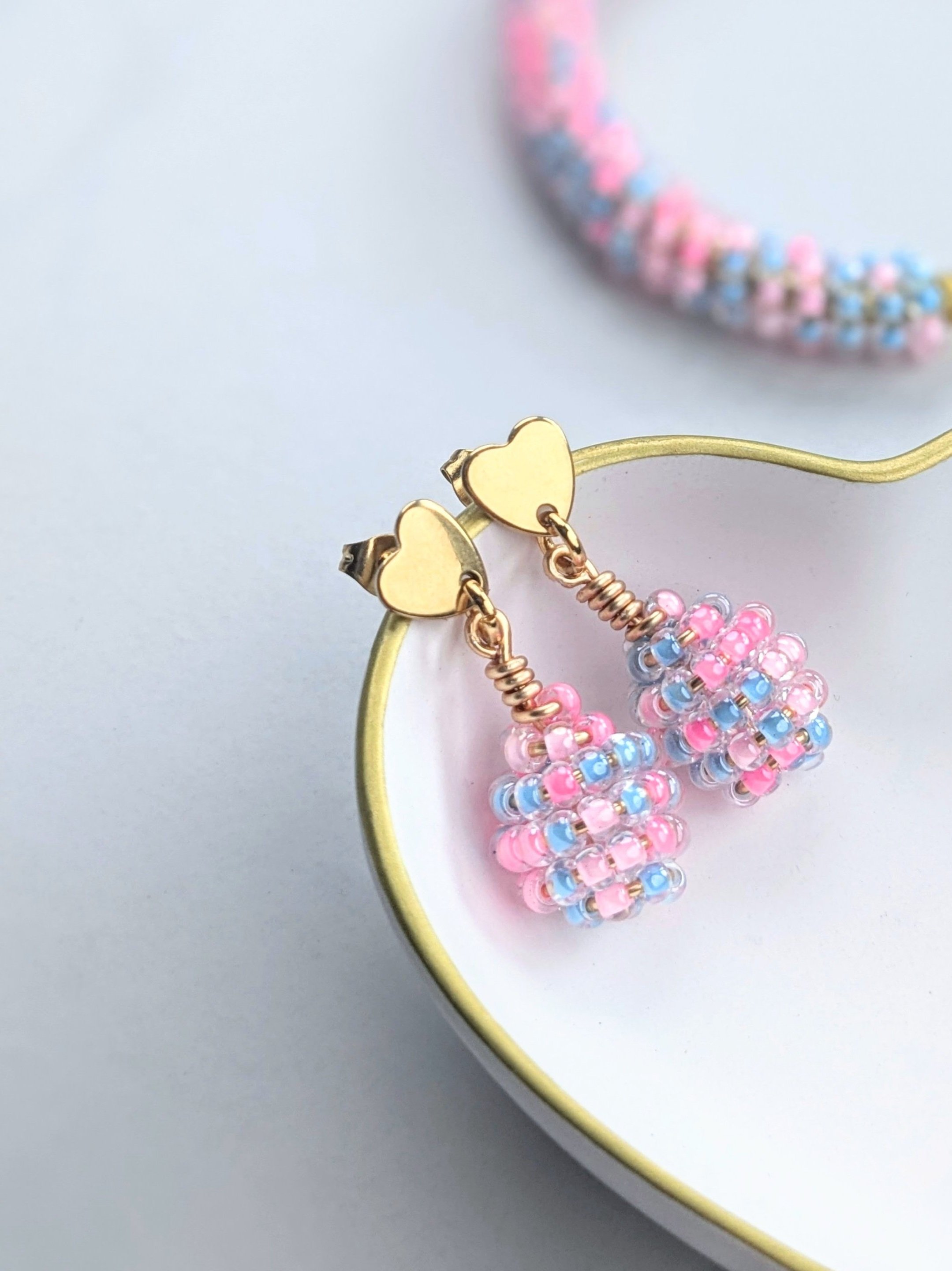 Beaded Drop Earrings - Bubblegum Collection