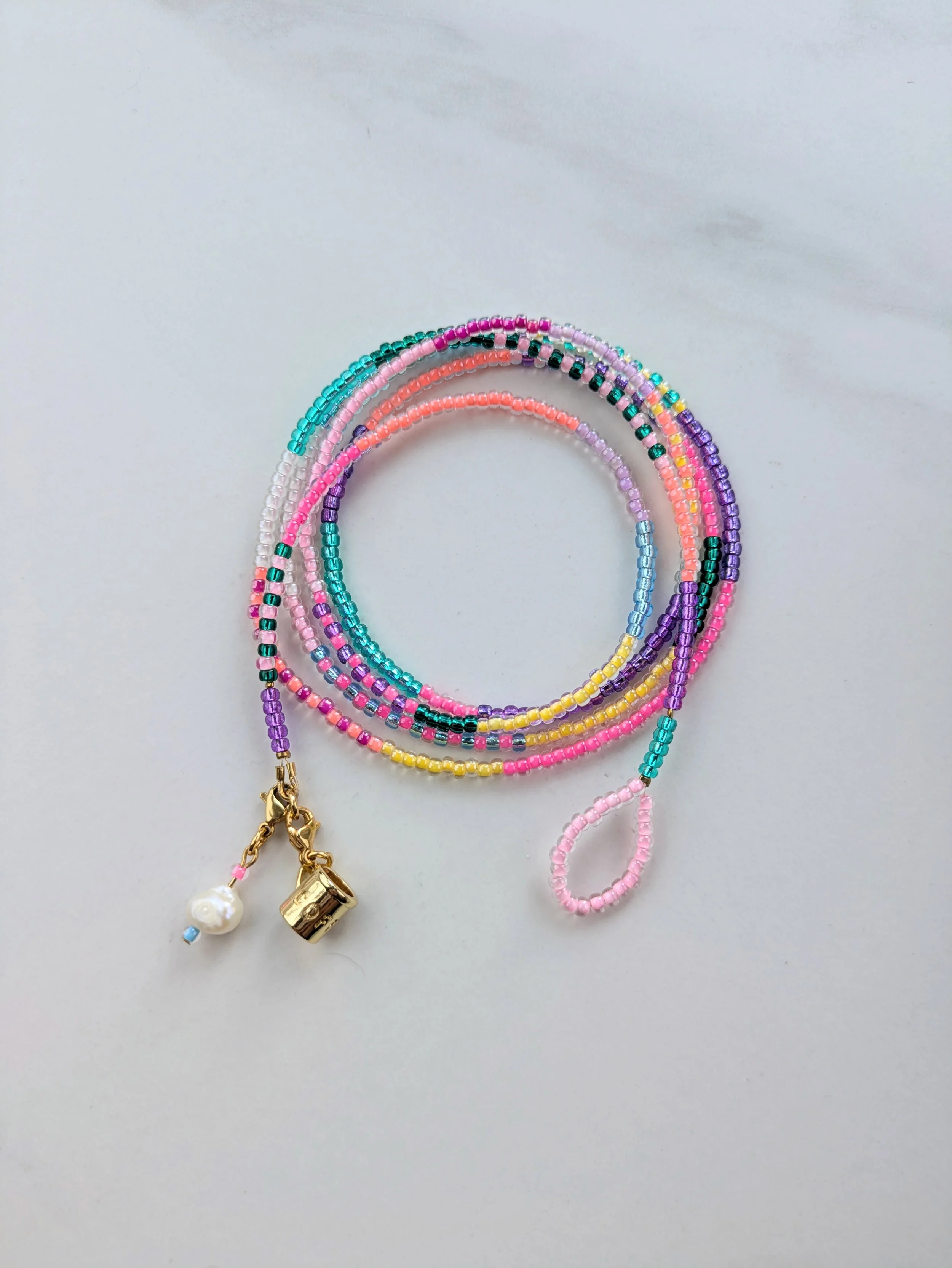 Glass Beads Necklace - 110 cm (Customizable with Two Pendants)