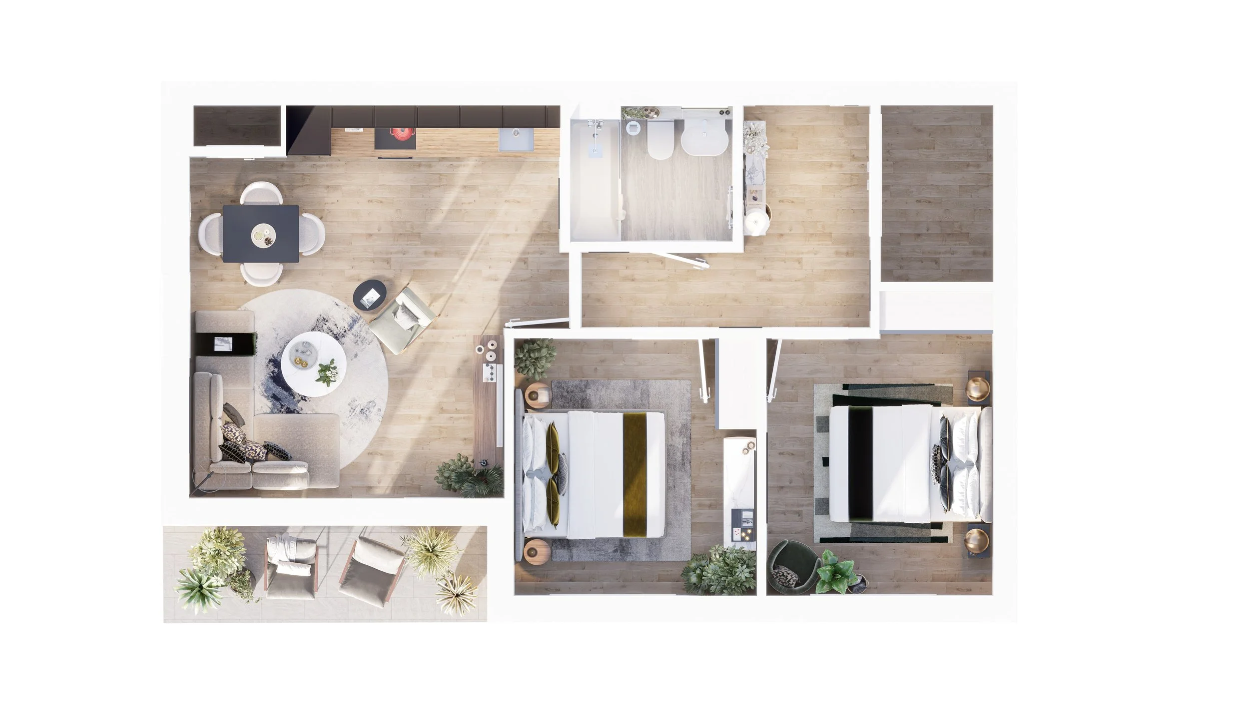 Two Bedroom with Terrace / Balcony