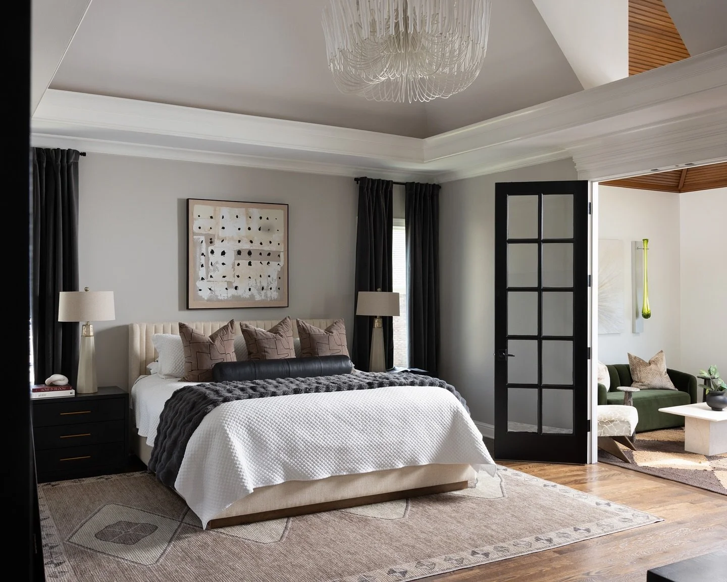 Primary bedroom transformation🤍 swipe to see the before &mdash;&gt;

Design completed while Lead Interior Designer at JL Design