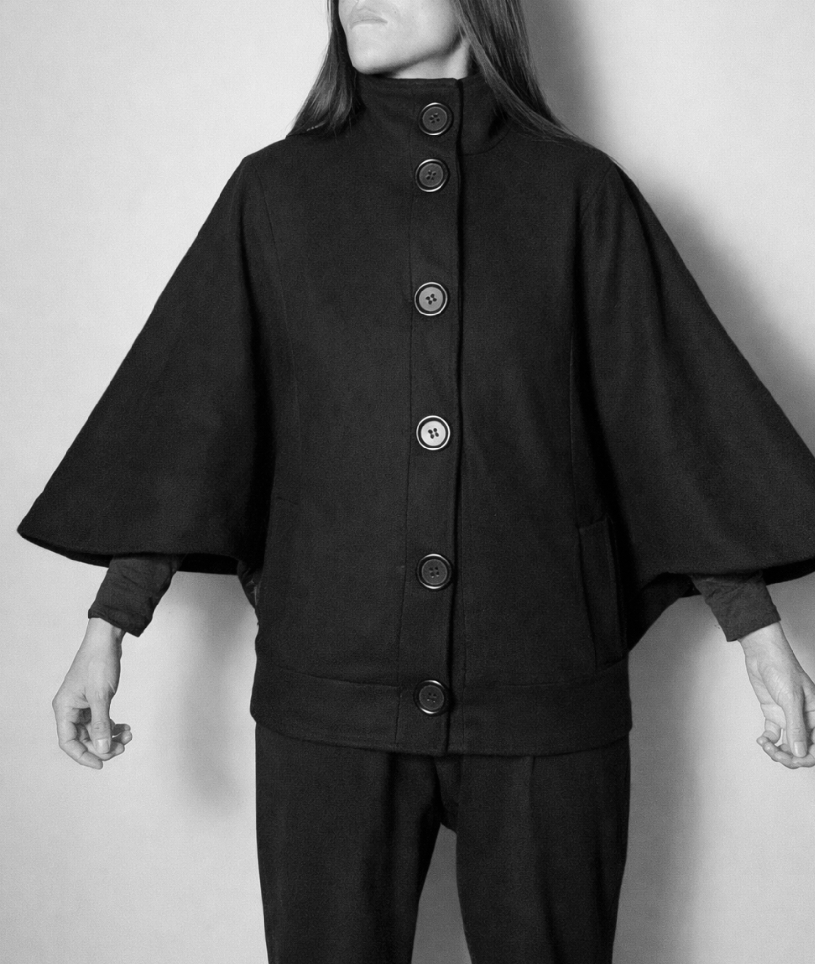 Pascal Morabito Black Wool Cape Jacket