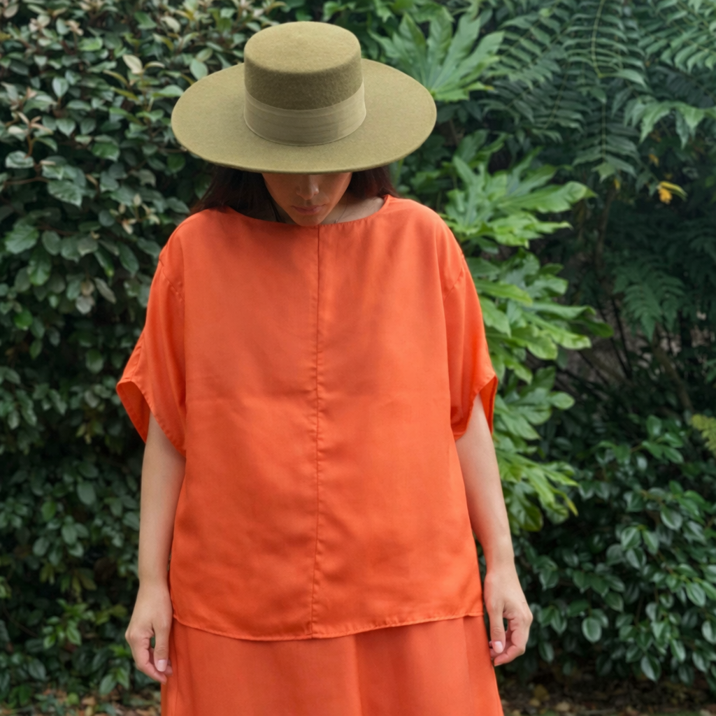 Ceremonial Two piece  - Orange Silk - SIZE M