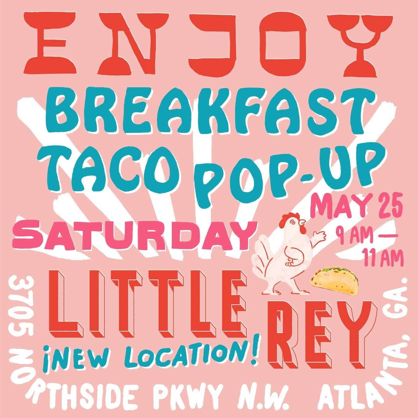 to celebrate our FIRST weekend serving up #littlereyalcarbon brunch, the northcreek location is offering a breakfast taco pop-up‼️ one free breakfast taco per person, with hot cakes, avocado toastadas, beverages and more available for purchase! we ca