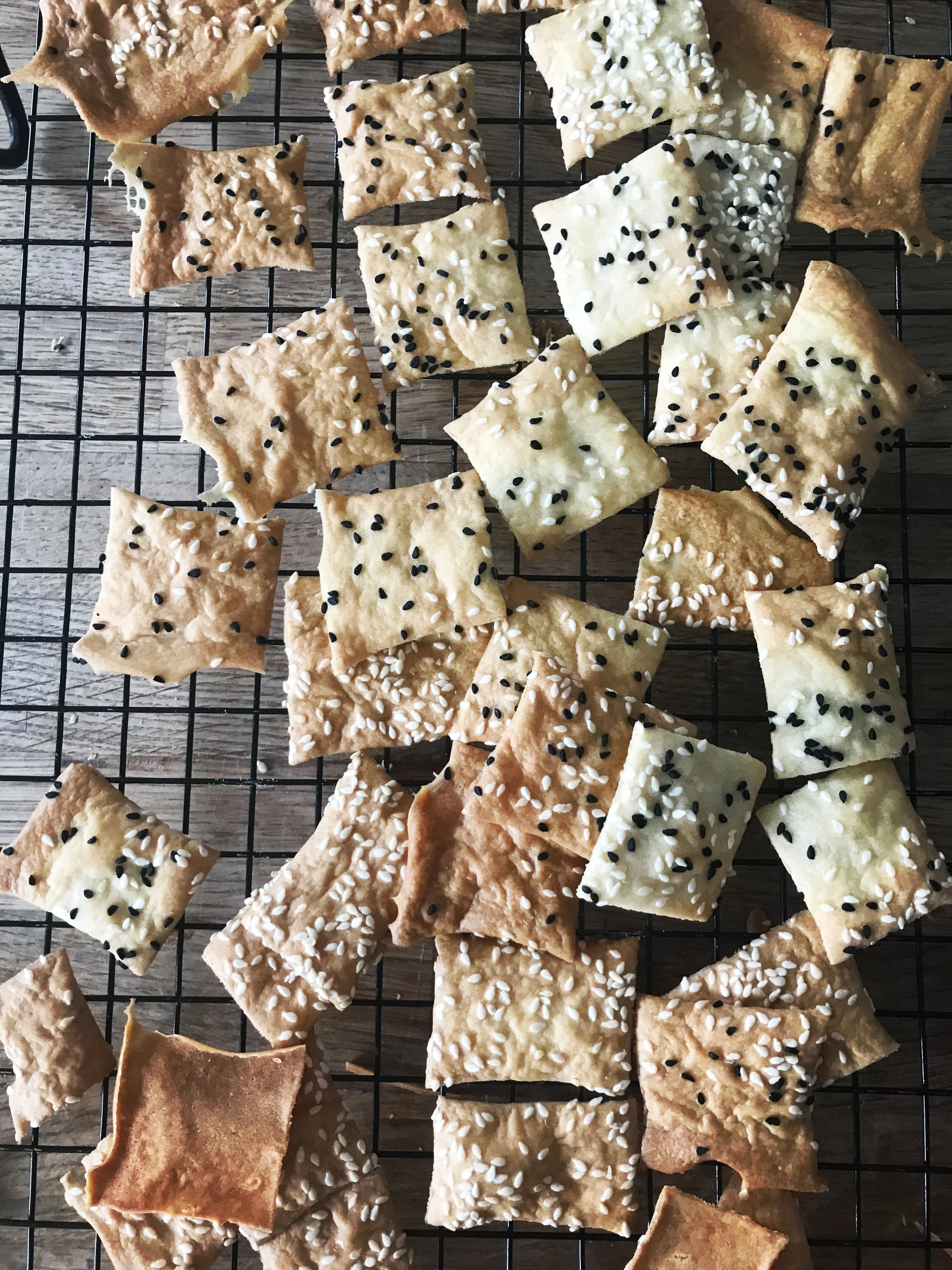 Sourdough starter crackers