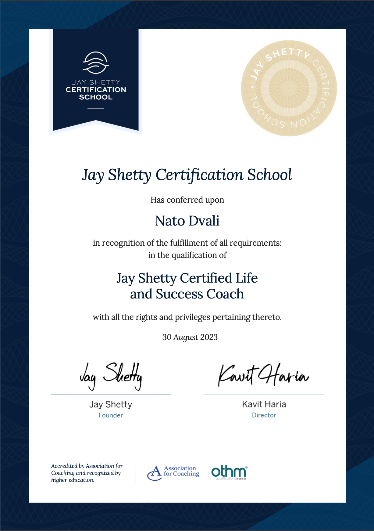 Jay Shetty Certified Life and Success Coach 