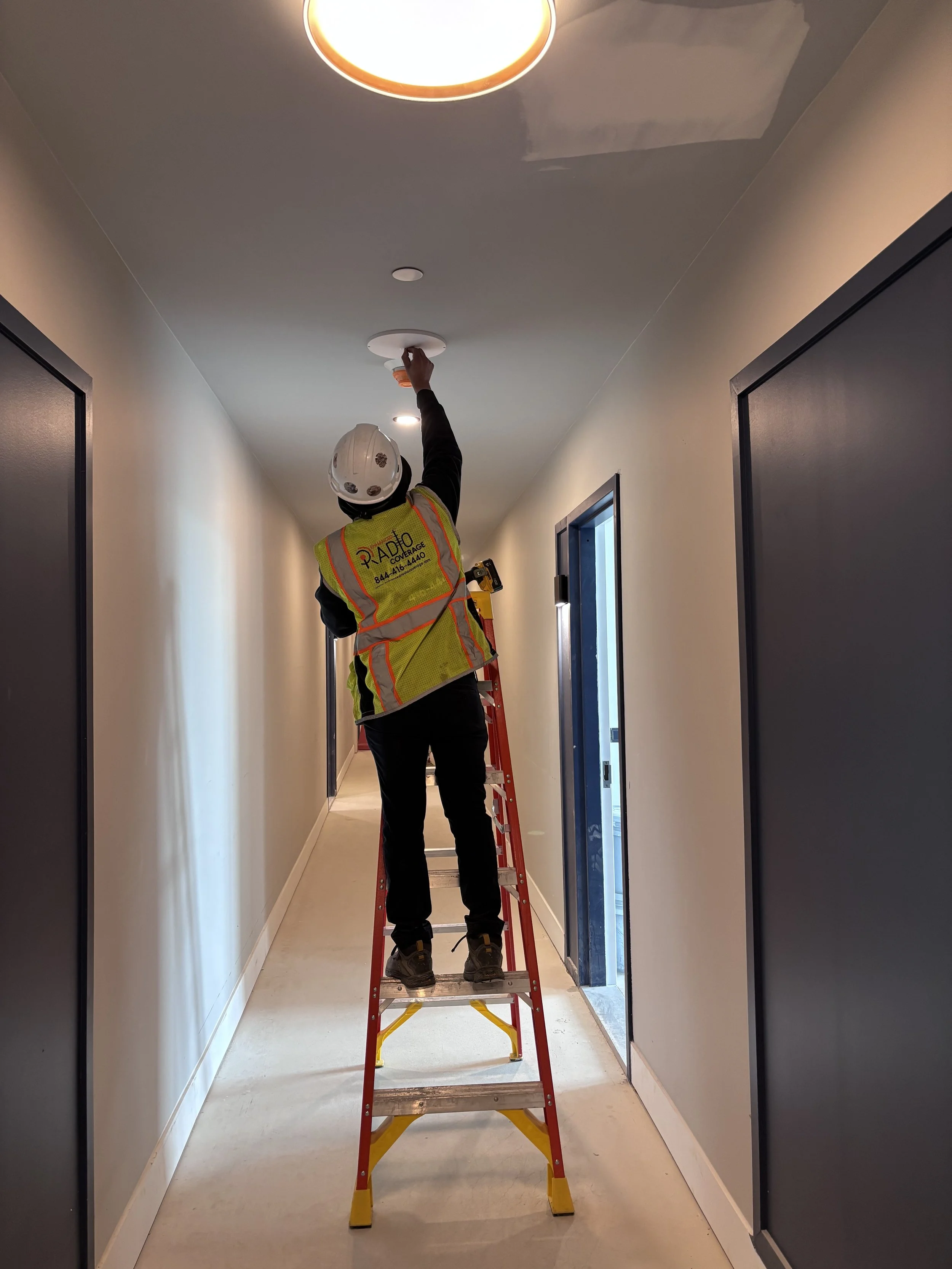 ERCES BDA System service antenna installation in multi family building by Enhanced Radio Coverage