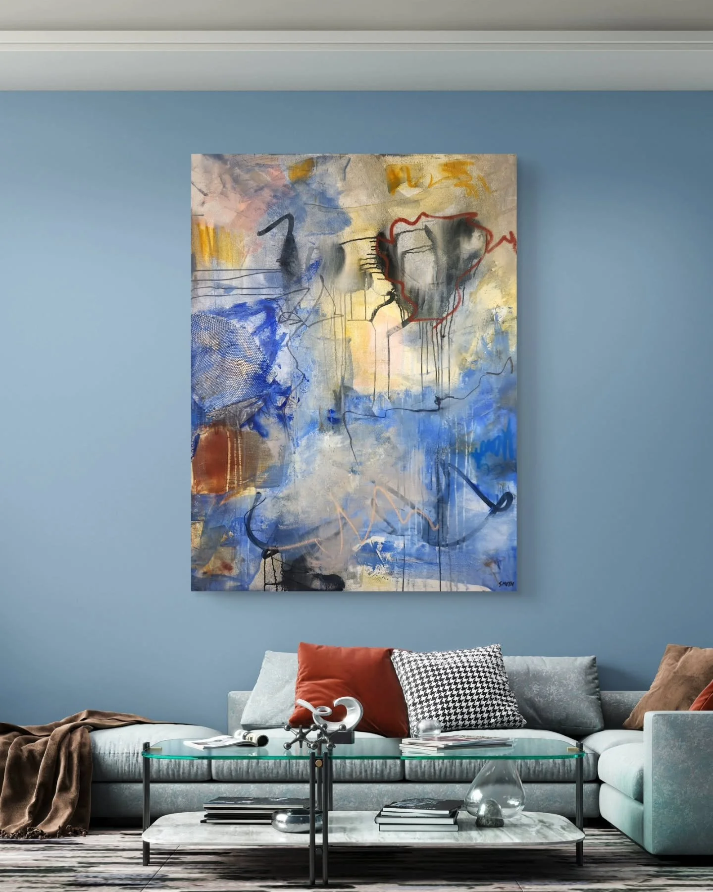 Soundwave 🔉
48x36 | Acrylic on Canvas 

Discover the rhythm of color and movement&mdash;Soundwave is now available on my website.

This dynamic abstract painting captures the pulse of energy through bold expressive marks. 

It's a piece that vibrate